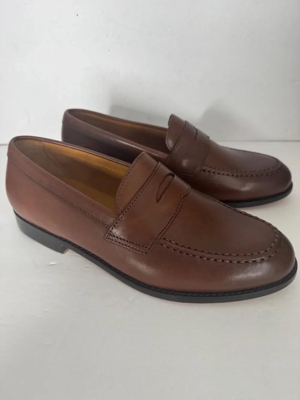 New J. CREW Classic Leather Penny Loafers Burnished Brown Size 8.5 $198 BW677